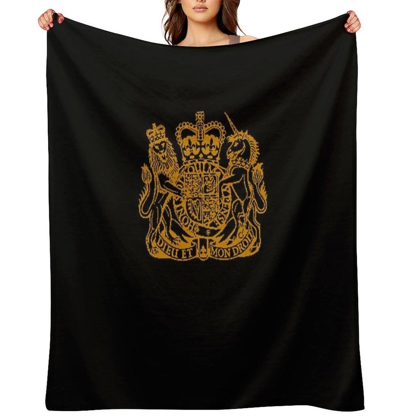 Elizabeth II Royal Coat of Arms Emblem Wrinkle-free Throw Blanket