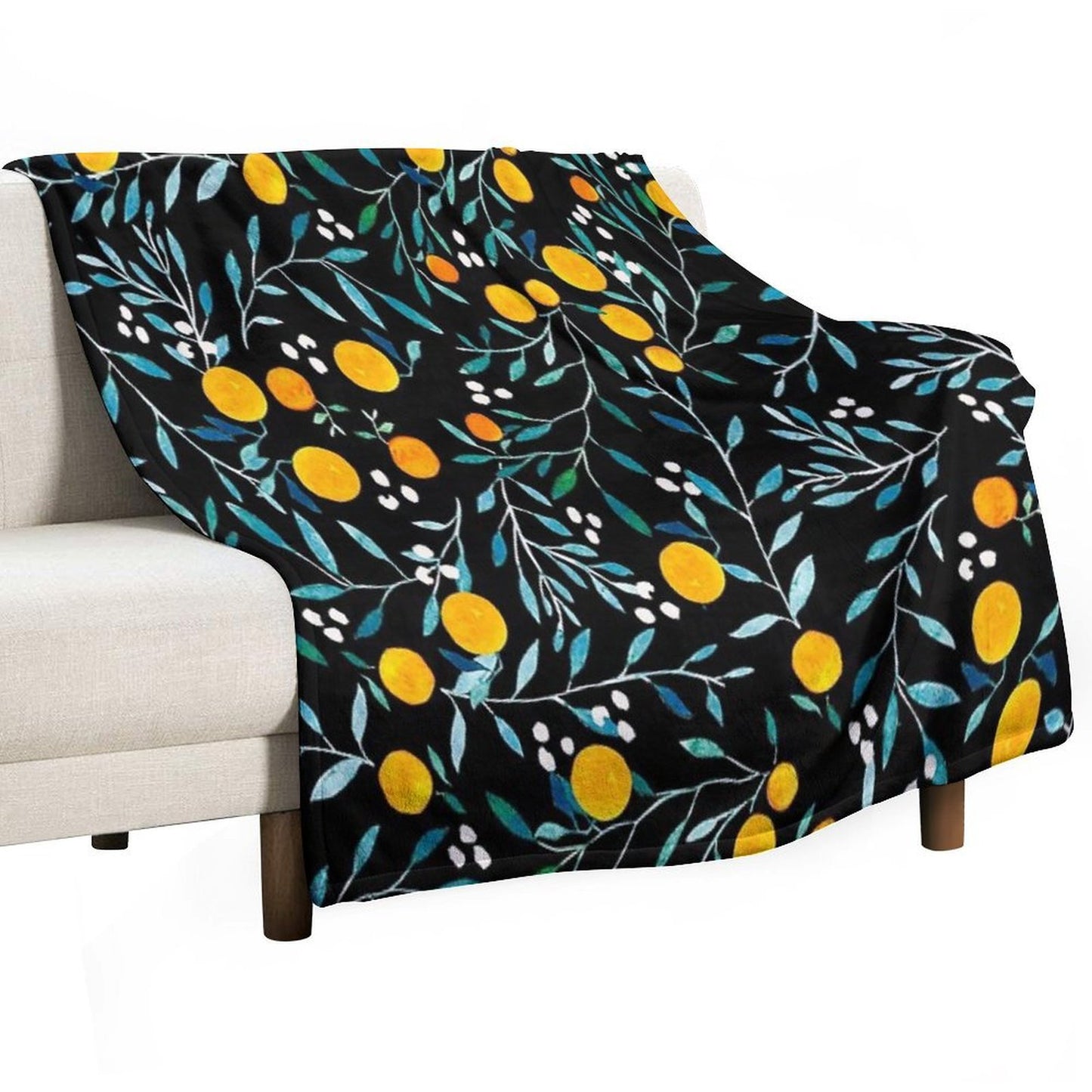 Oranges on Black Multi-functional Throw Blanket