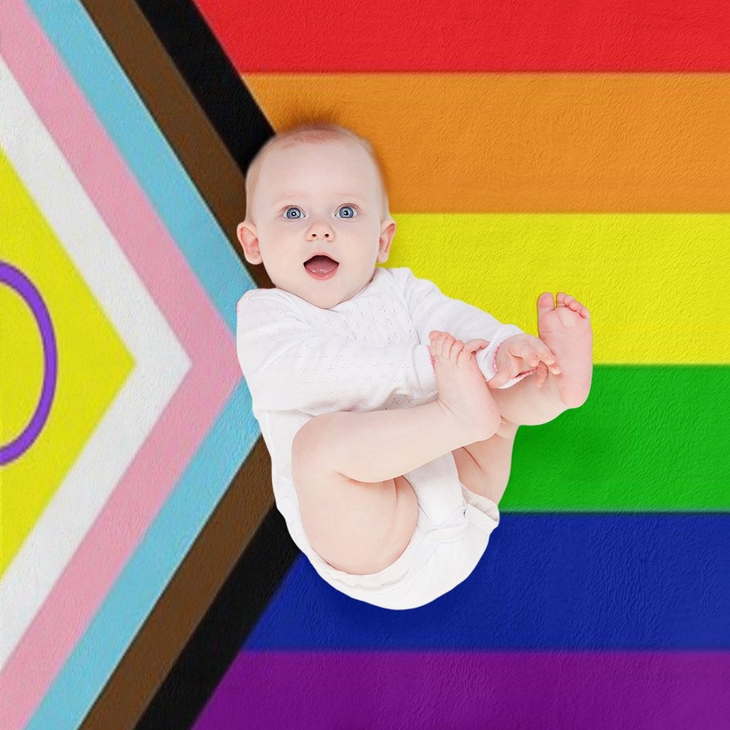 2021 Intersex-Inclusive Progress Pride Flag Wrinkle-free Throw Blanket