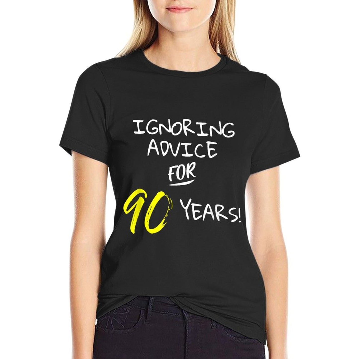 Ignoring Advice For 90 Years Funny Happy 90th Birthday Gift Heathered Texture T-Shirt