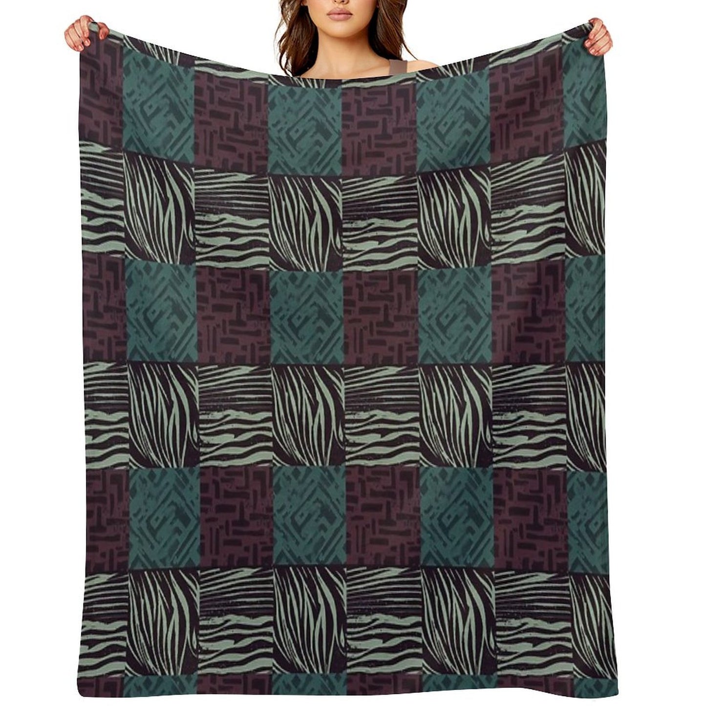 Zebra Grunge Patchwork Travel-friendly Throw Blanket