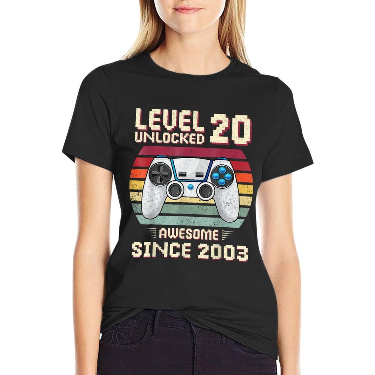 20 Birthday Decorations Gamer Men Video 2003 20th Birthday Heathered Texture T-Shirt