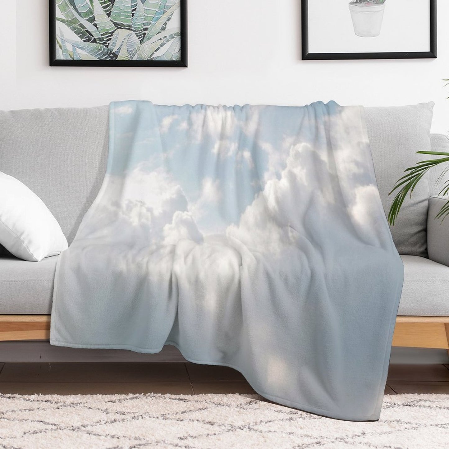 White Clouds Durable Throw Blanket