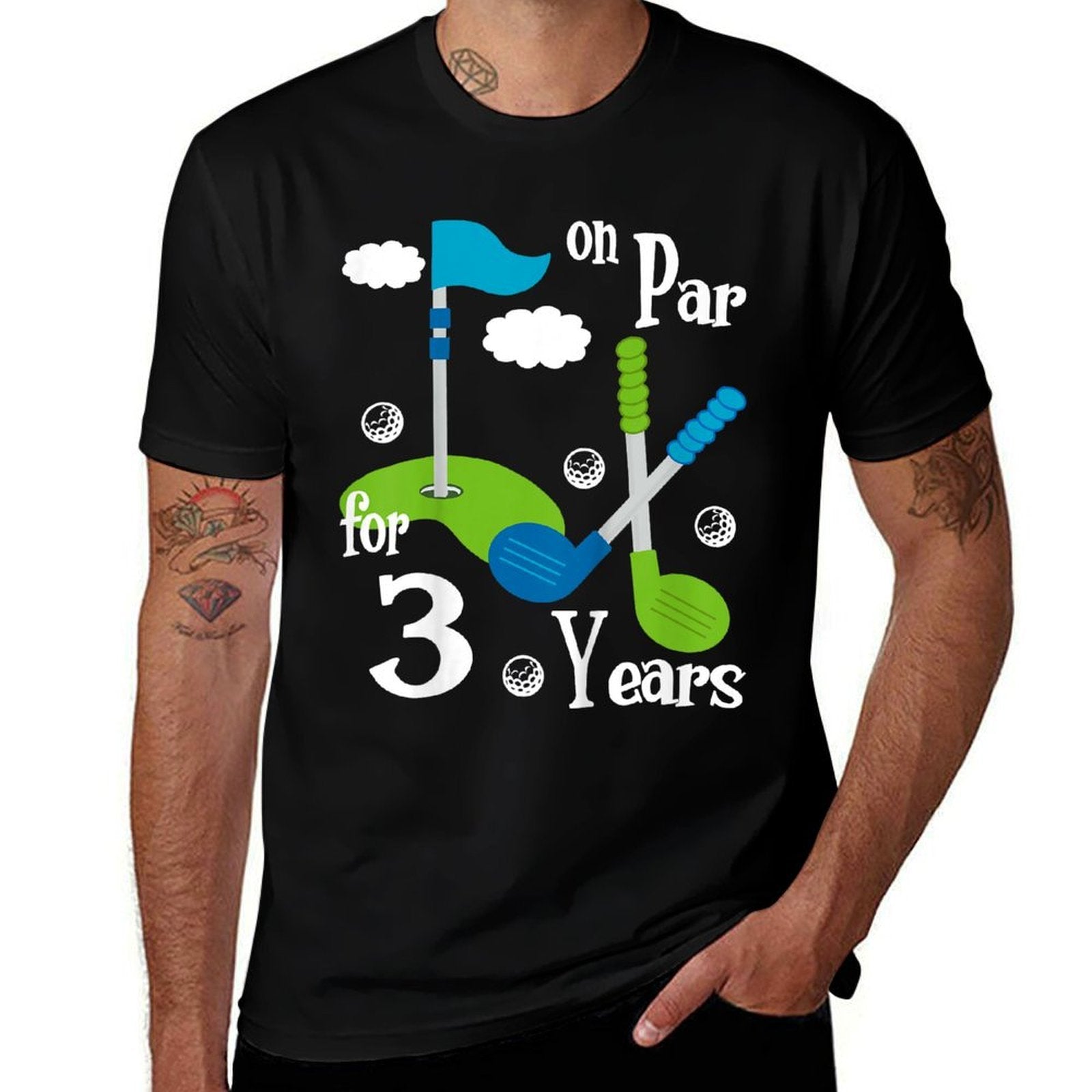 Kids 3 Year Old Golf Birthday Party Gift for Boy Girl  Tagless Design T-Shirt