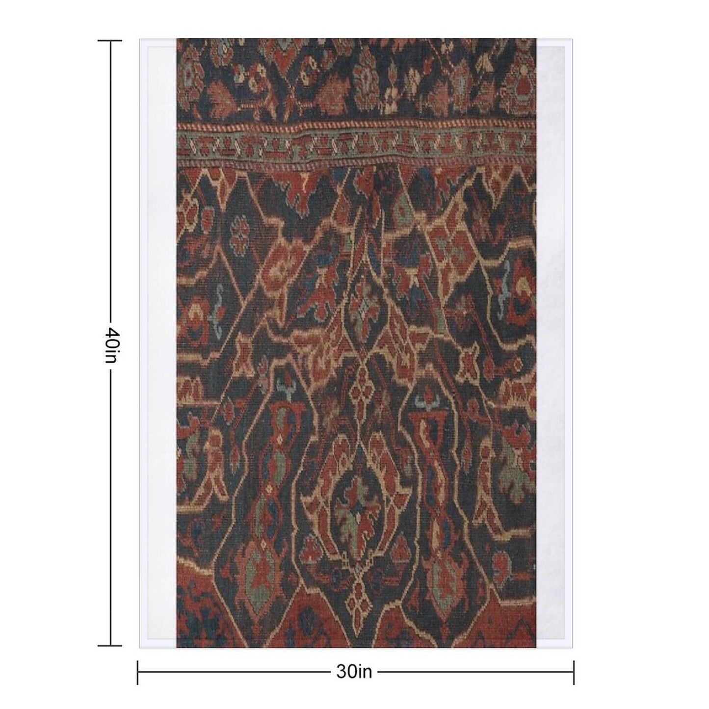 Boho Chic Dark II 17th Century Colorful Medallion Red Blue Green Brown Ornate Accent Rug Pattern Travel-friendly Throw Blanket