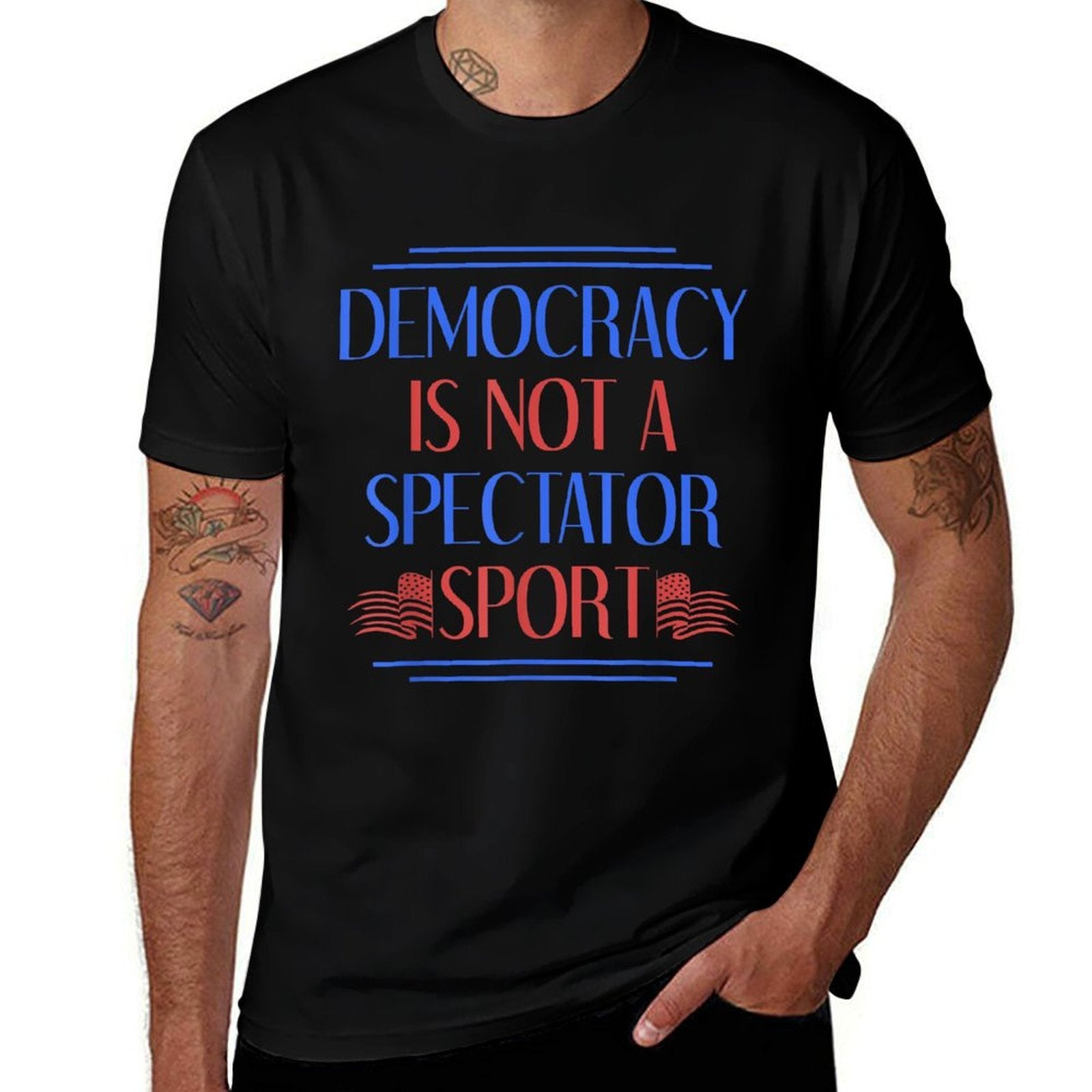 Democracy Not Sport Democrat Civil Rights Freedom Politics  Heathered Texture T-Shirt