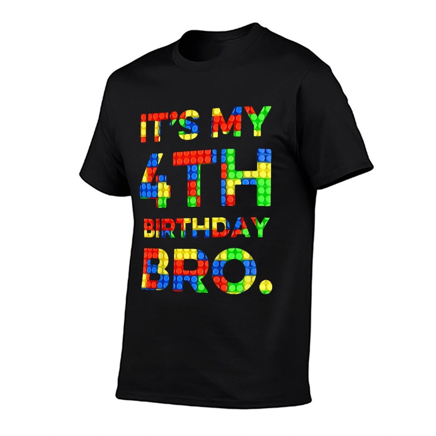Kids Cute 4th Birthday Shirt 4 Years Old Block Building Boys Fade-proof Color T-Shirt