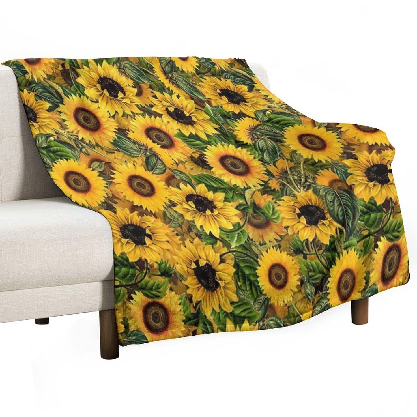 Vintage Sunflowers Pattern Nightgarden Plush Throw Blanket