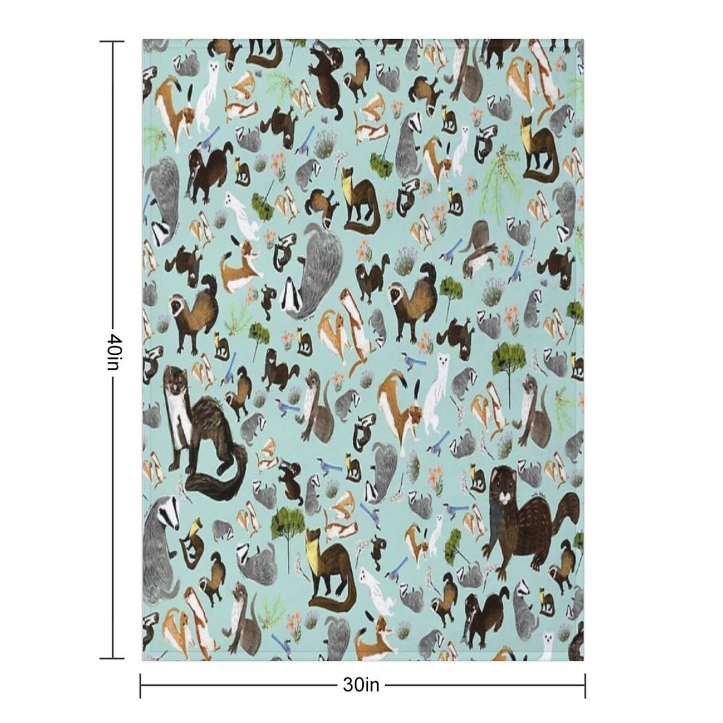 Mustelids from Spain Pattern Plush Throw Blanket