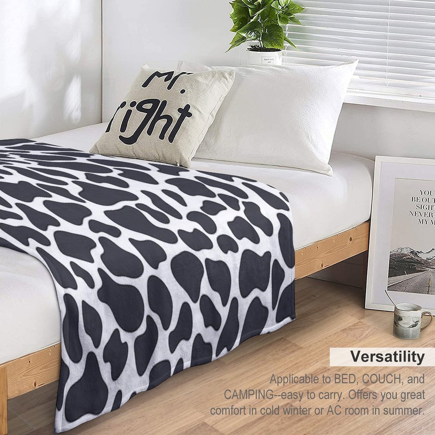 Simple Cow Like Pattern in Dark Slate Color Durable Throw Blanket