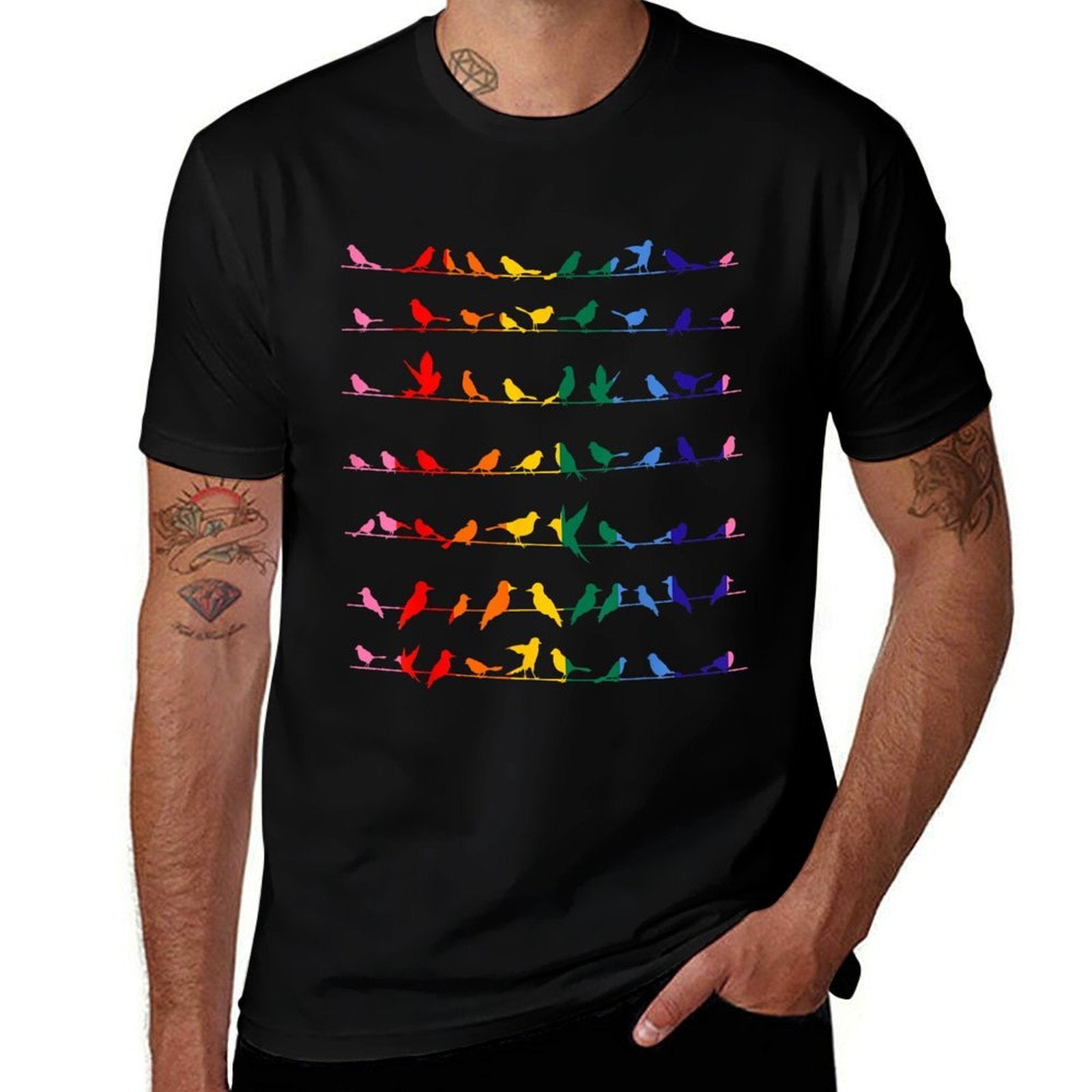 Proud LGBTQ Birds Animal LGBT Rights Pride Month Lesbian Gay  High-quality Stitching T-Shirt