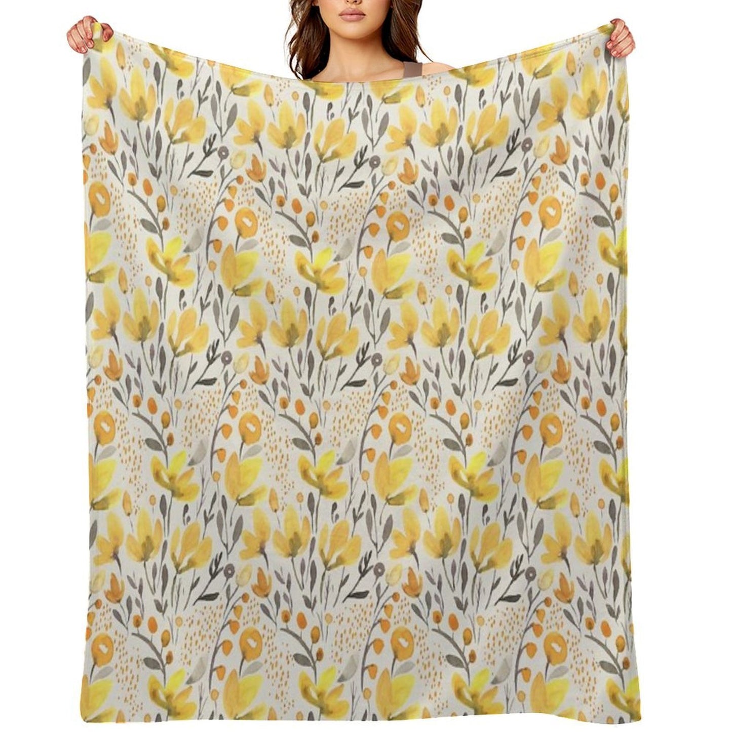 Yellow Field All-season Throw Blanket