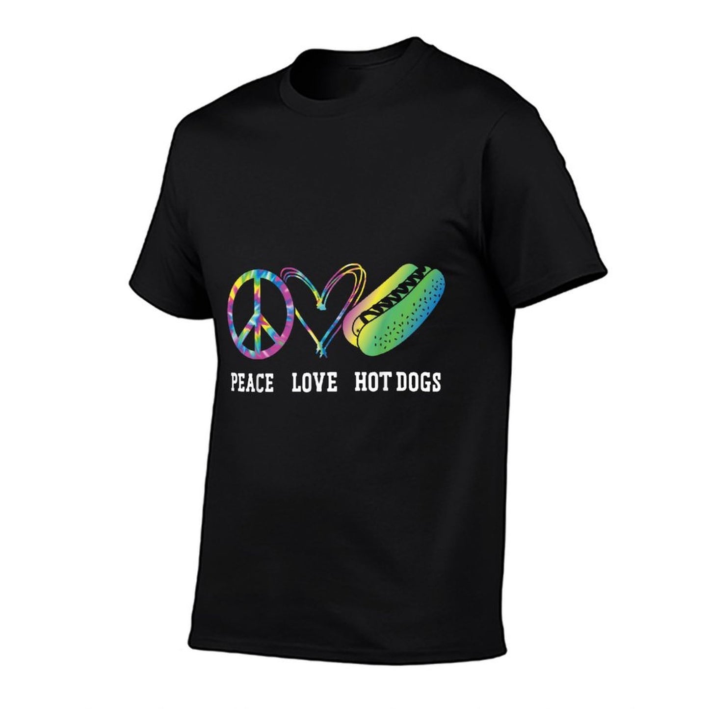 Hot Dog Adult Tie Dye Peace Love Hot Dogs Polyester Blend T-Shirt