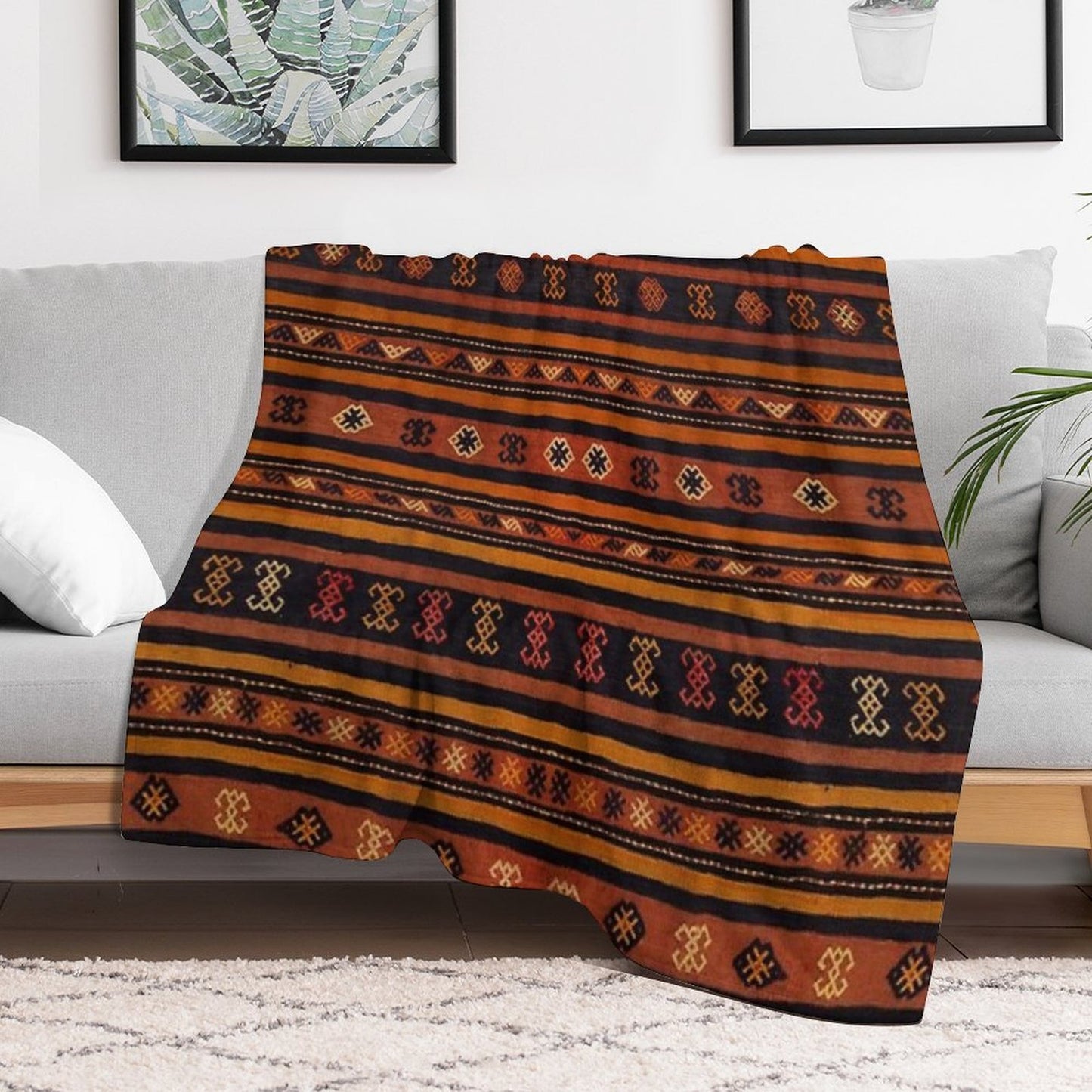 Moroccan Traditional Berber Artwork Design Compact Throw Blanket