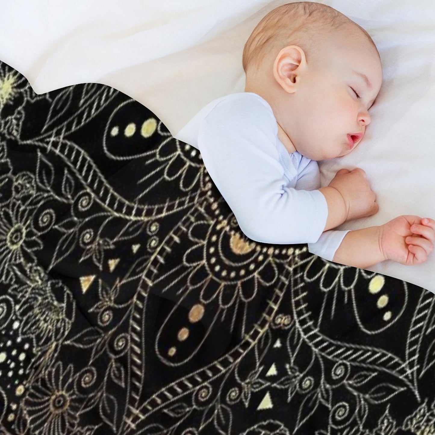 Blue Gold Mandala Floral Multi-functional Throw Blanket