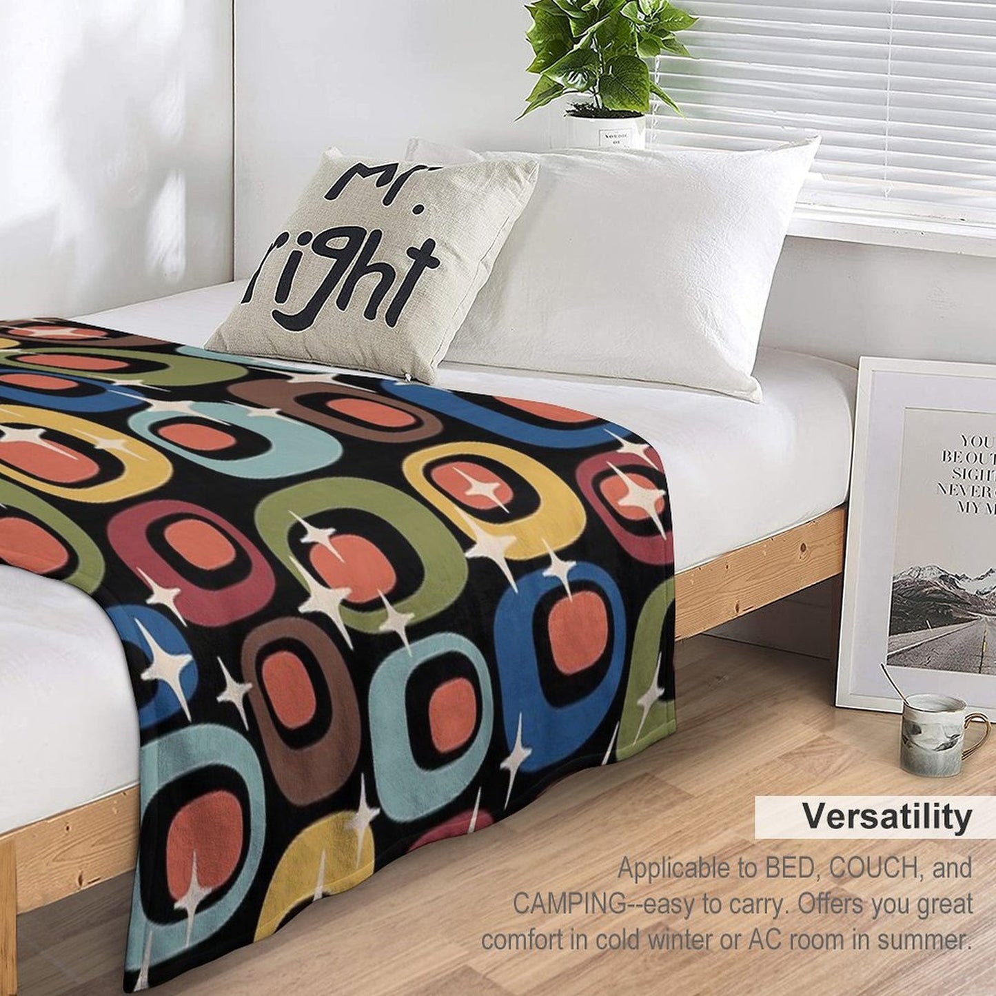 Mid-Century Modern Atomic Abstract Pattern Travel-friendly Throw Blanket