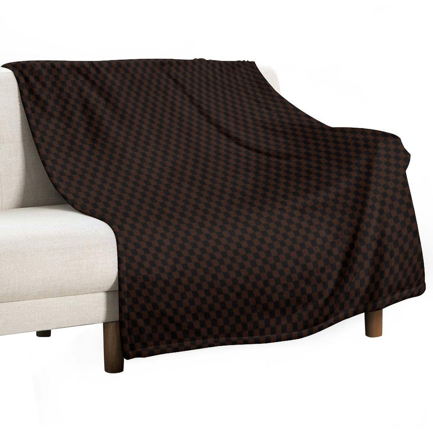 Checkers - Dark Brown And Black Pattern Mat Lightweight Throw Blanket