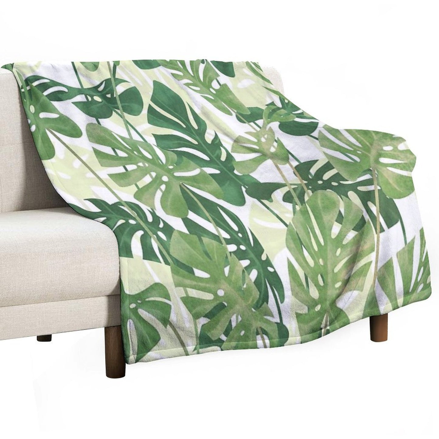 Vintage Monstera Leaves Eco-conscious Throw Blanket