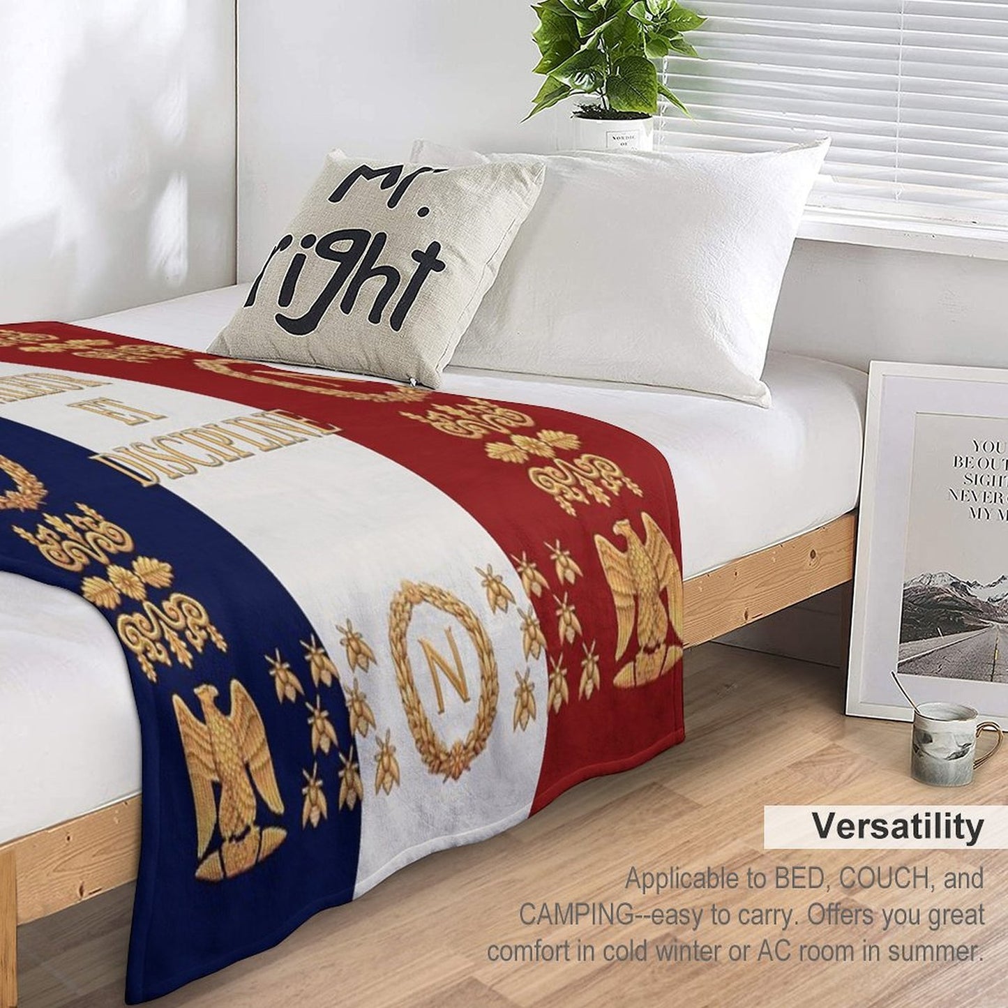Napoleonic French Regimental Flag Valeur Et Discipline Lightweight Throw Blanket