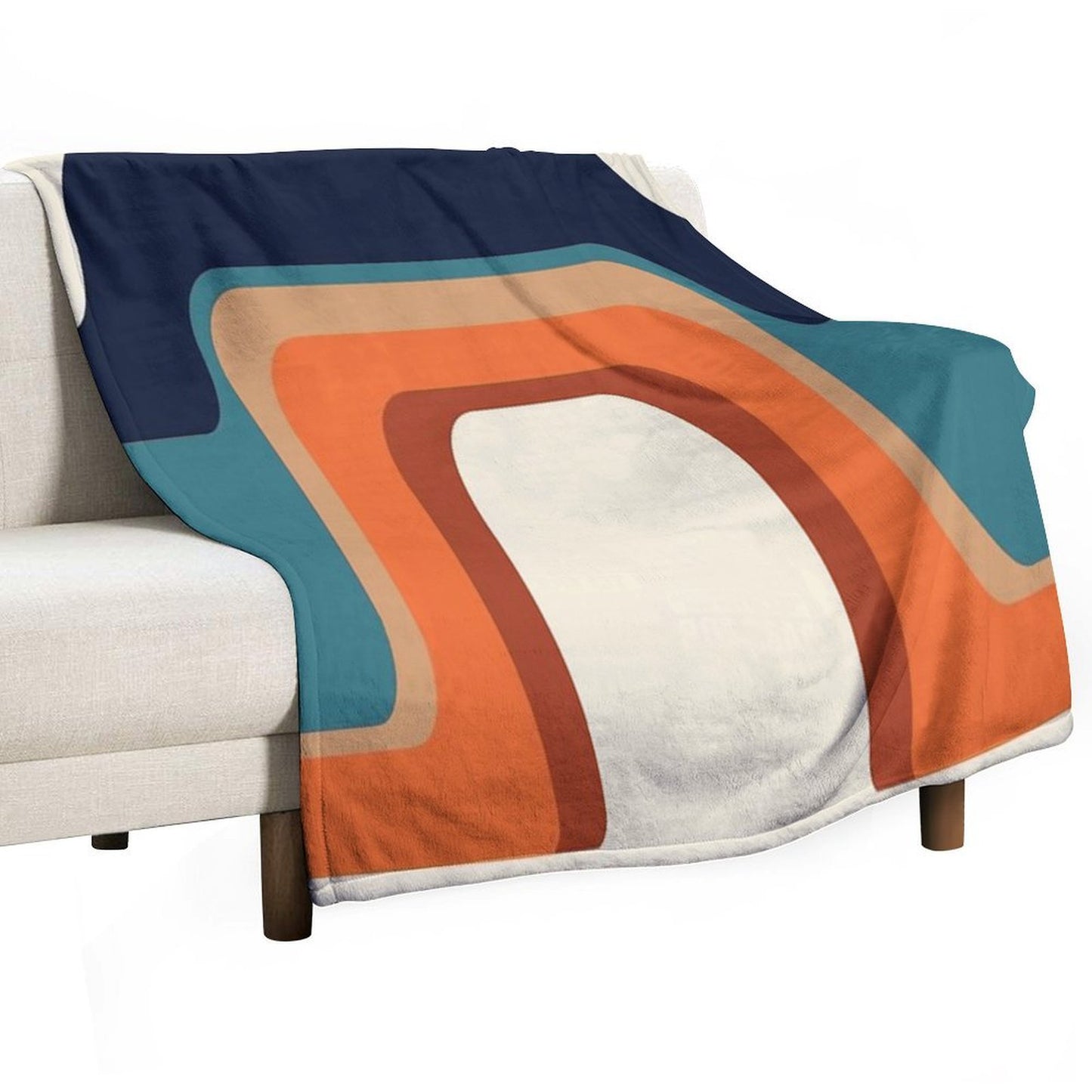 Mid-Century Modern Meets 1970s Orange And Blue Rainbow Sustainable Throw Blanket