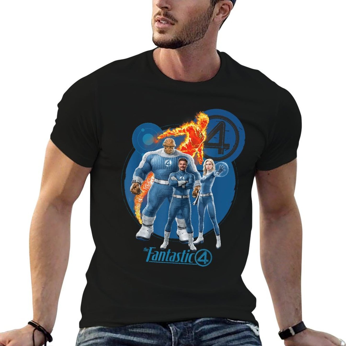 Marvel The Fantastic Four First Steps Heroic Family Shot Rolled Sleeves T-Shirt