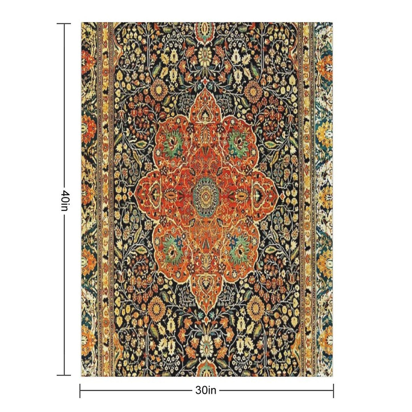 Antique Persian Mohtashem Kashan Rug Print All-season Throw Blanket