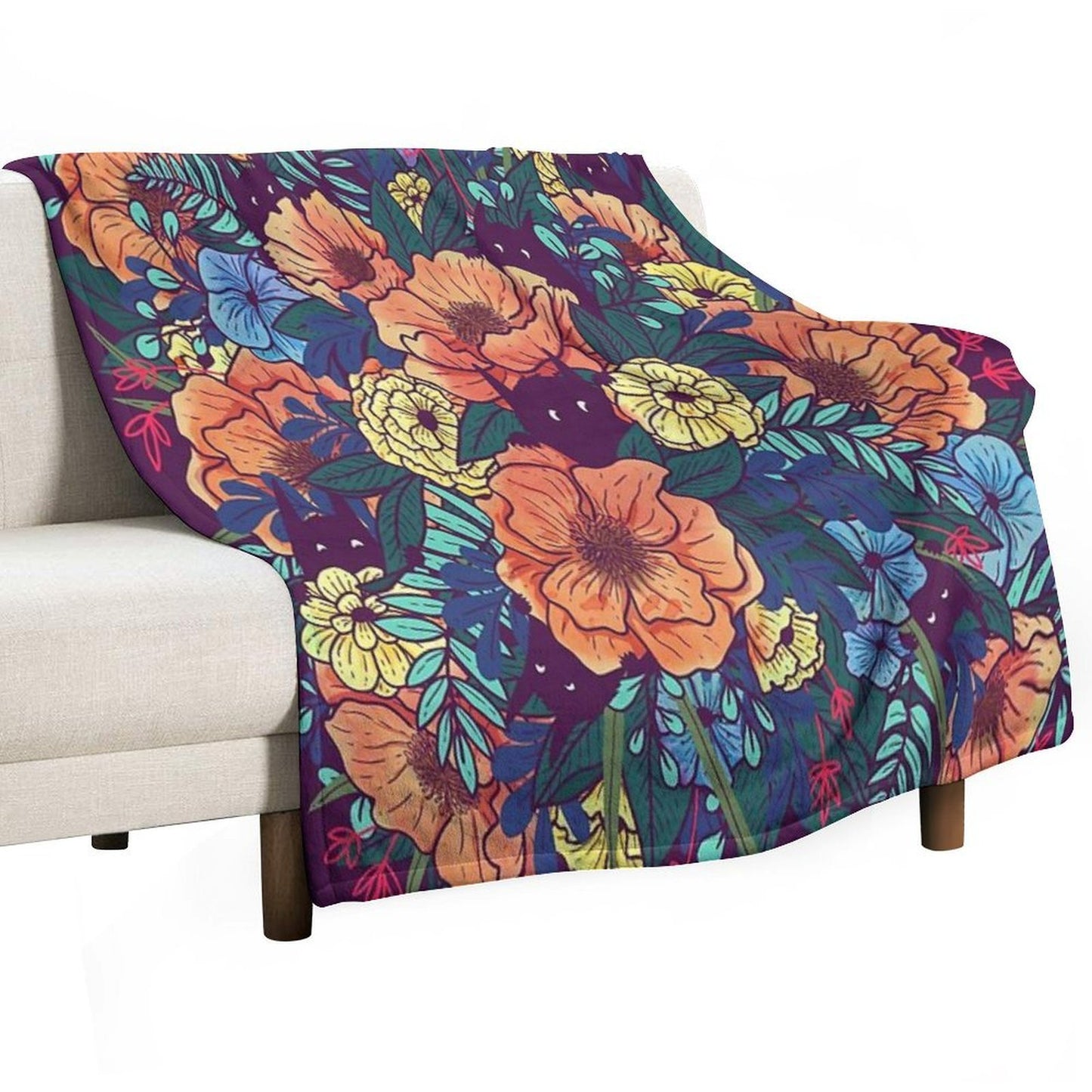 Wild Flowers Machine-washable Throw Blanket