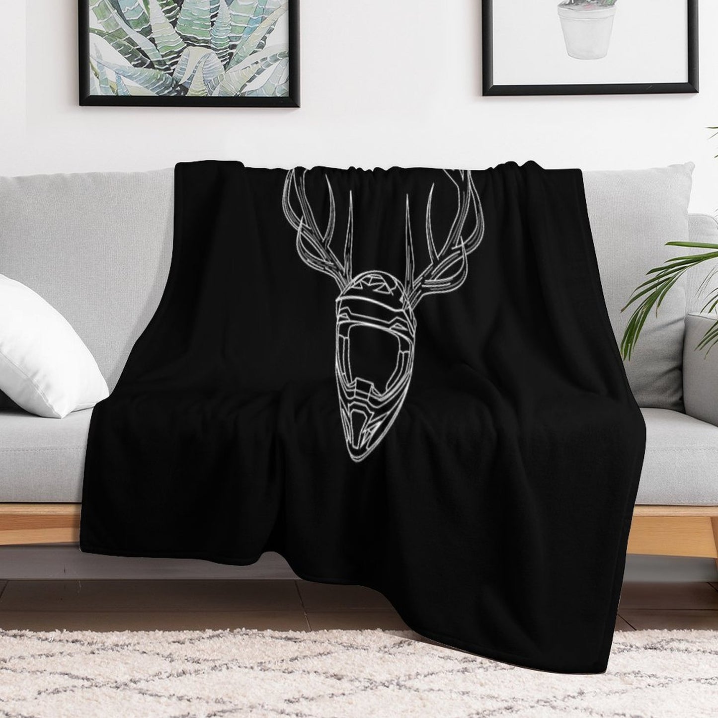 Mx Stag Head Sustainable Throw Blanket