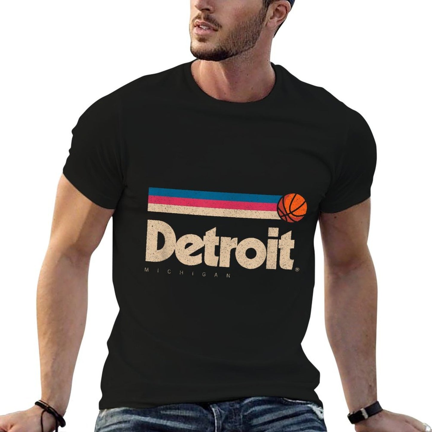 Detroit Basketball B-Ball City Michigan Retro Detroit Graphic-printed T-Shirt