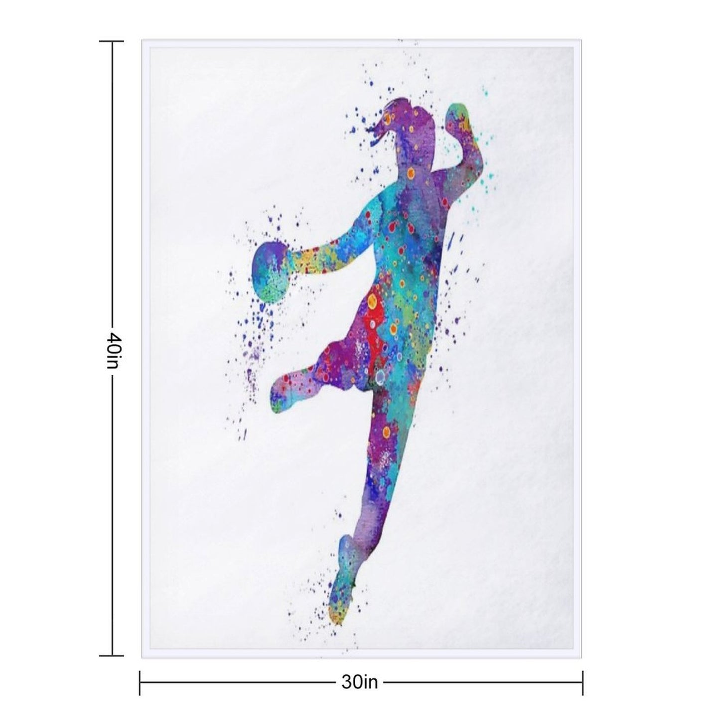 Handball Girl Colorful Watercolor Silhouette Easy Care Throw Blanket