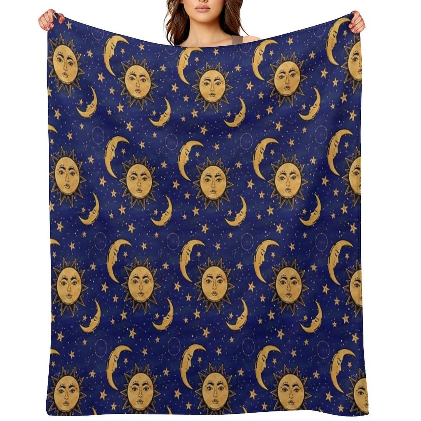 Vintage Moon And Sun Stars Celestial Eco-conscious Throw Blanket