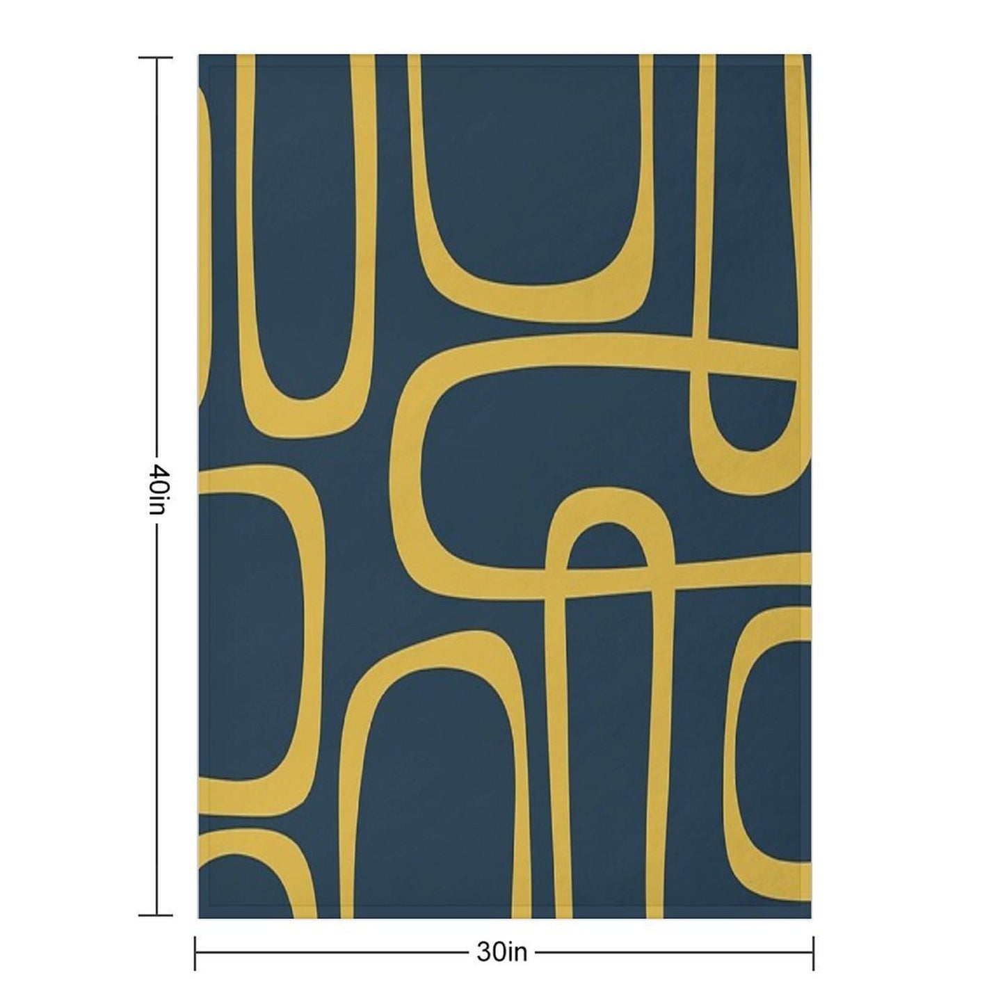 Midcentury Modern Loops Retro Pattern in Light Mustard And Navy Blue Lightweight Throw Blanket