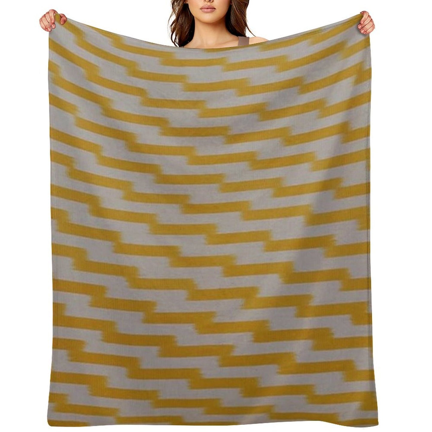 Yellow Ikat Design Travel-friendly Throw Blanket