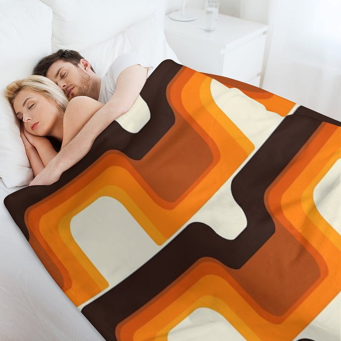 Mid-Century Modern Meets 1970s Orange Velvety-soft Throw Blanket