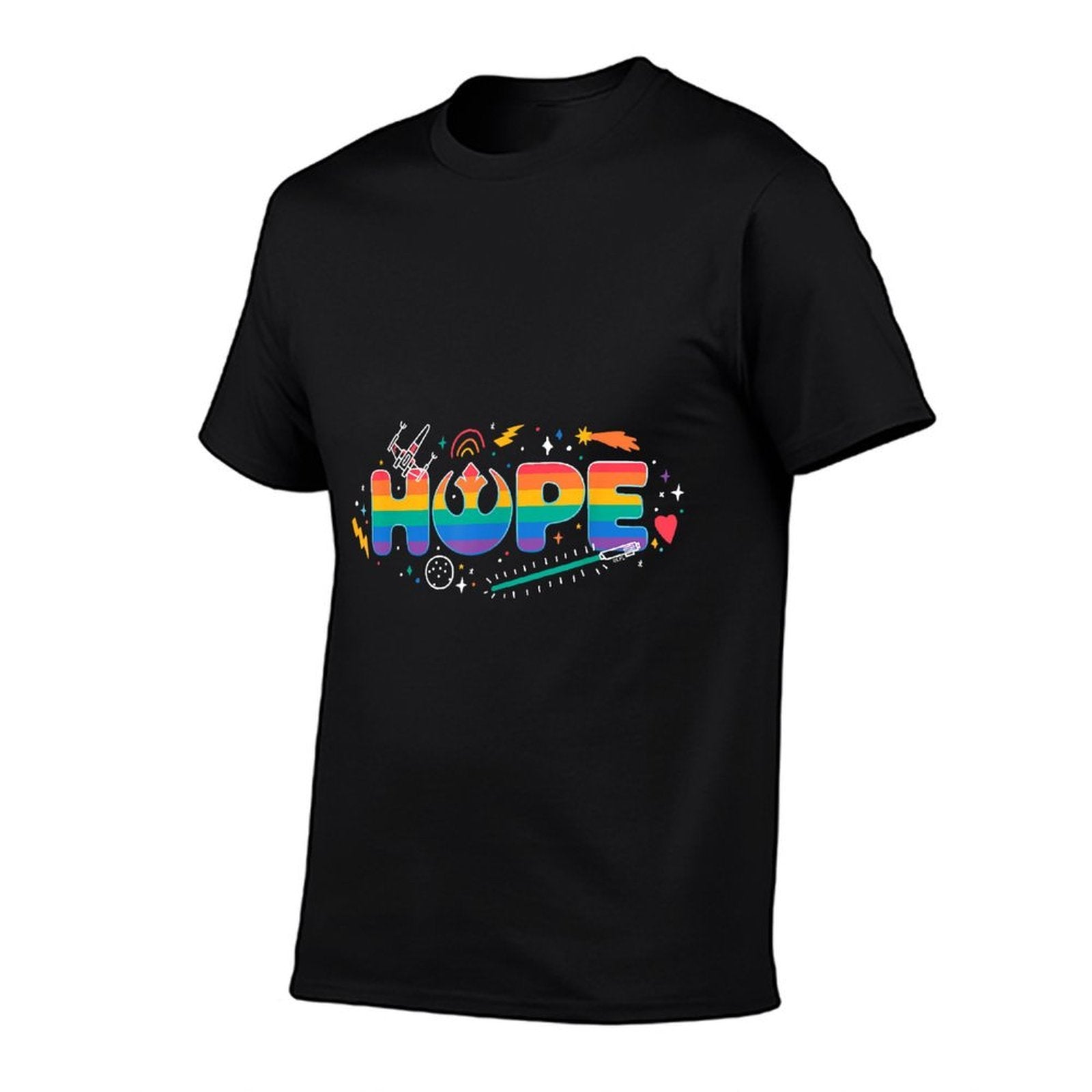 Star Wars Pride Hope Rainbow Rebel Symbol Galactic Doodles  Trendy Pattern T-Shirt
