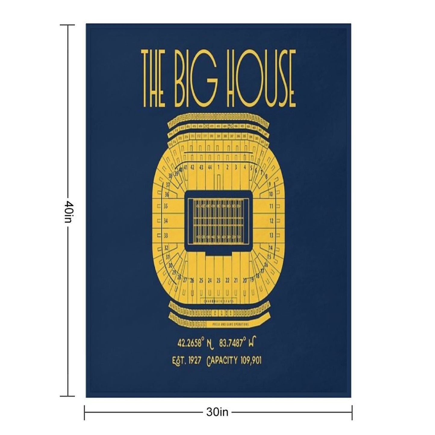 Michigan Football Big House Stadium Poster Print Shrink-resistant Throw Blanket