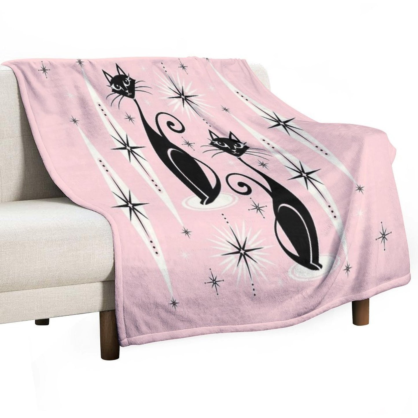 Mid Century Meow Retro Atomic Cats LG ©studioxtine All-season Throw Blanket
