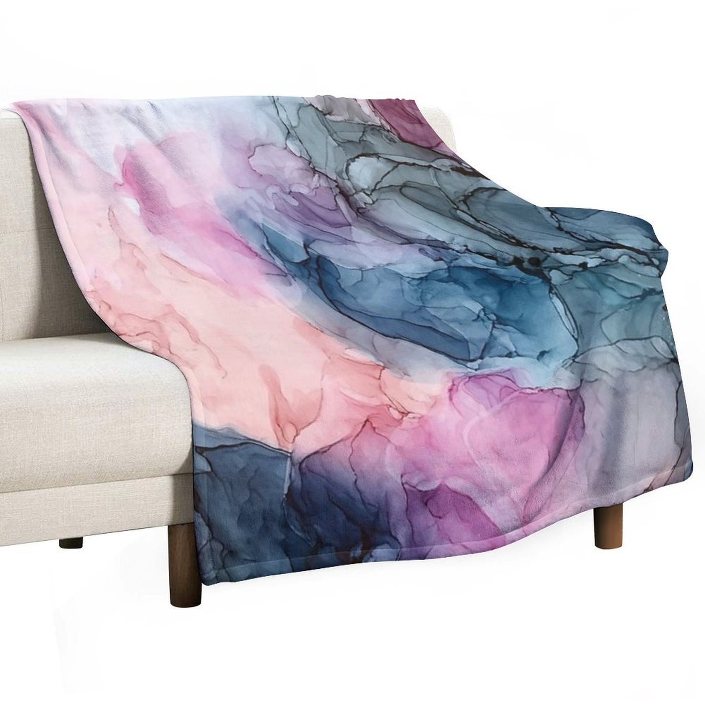 Heavenly Pastels 1 Original Abstract Ink Painting Eco-conscious Throw Blanket