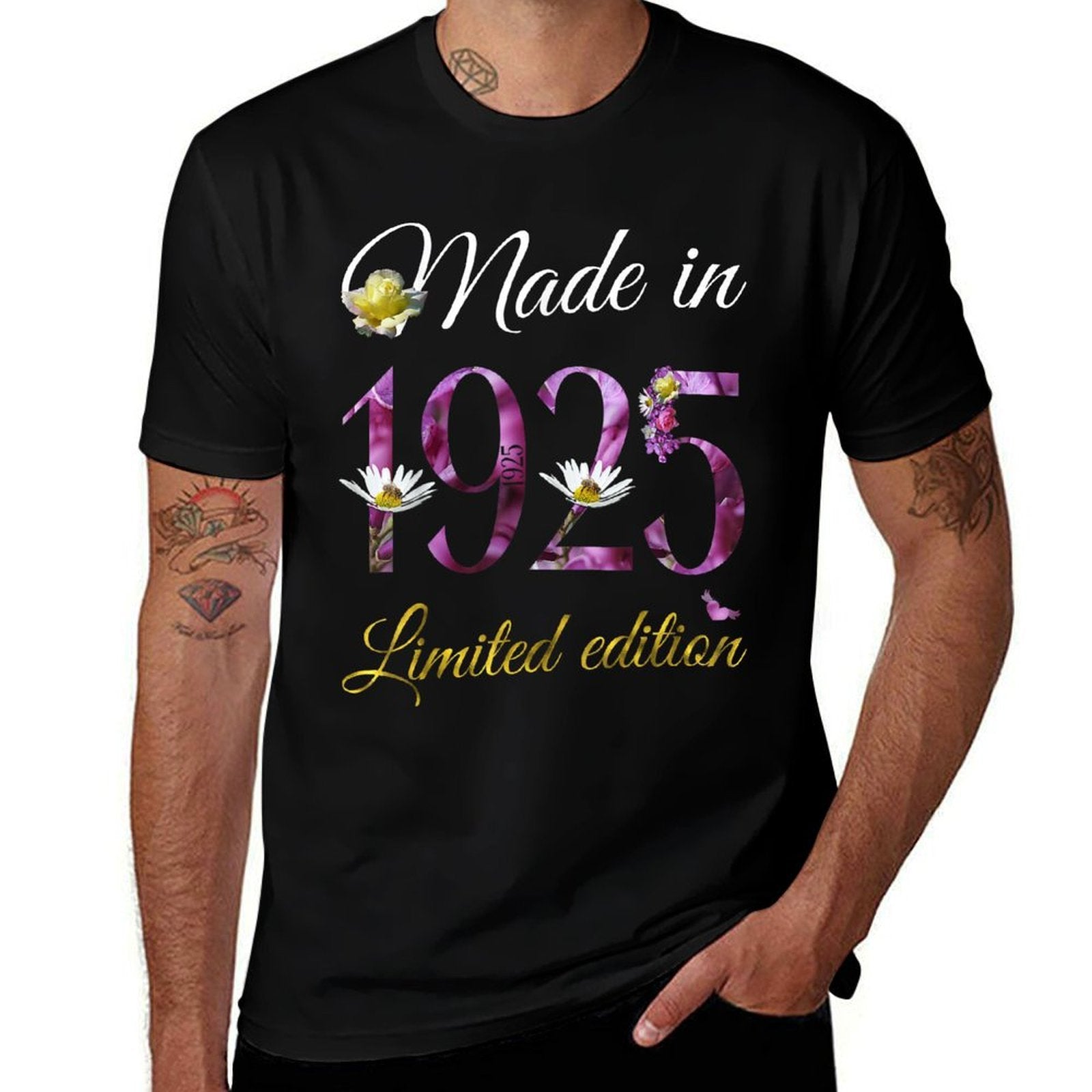 Made in 1925 - 100 Year Old Floral 1925 100th Birthday Gift  Stretchy T-Shirt