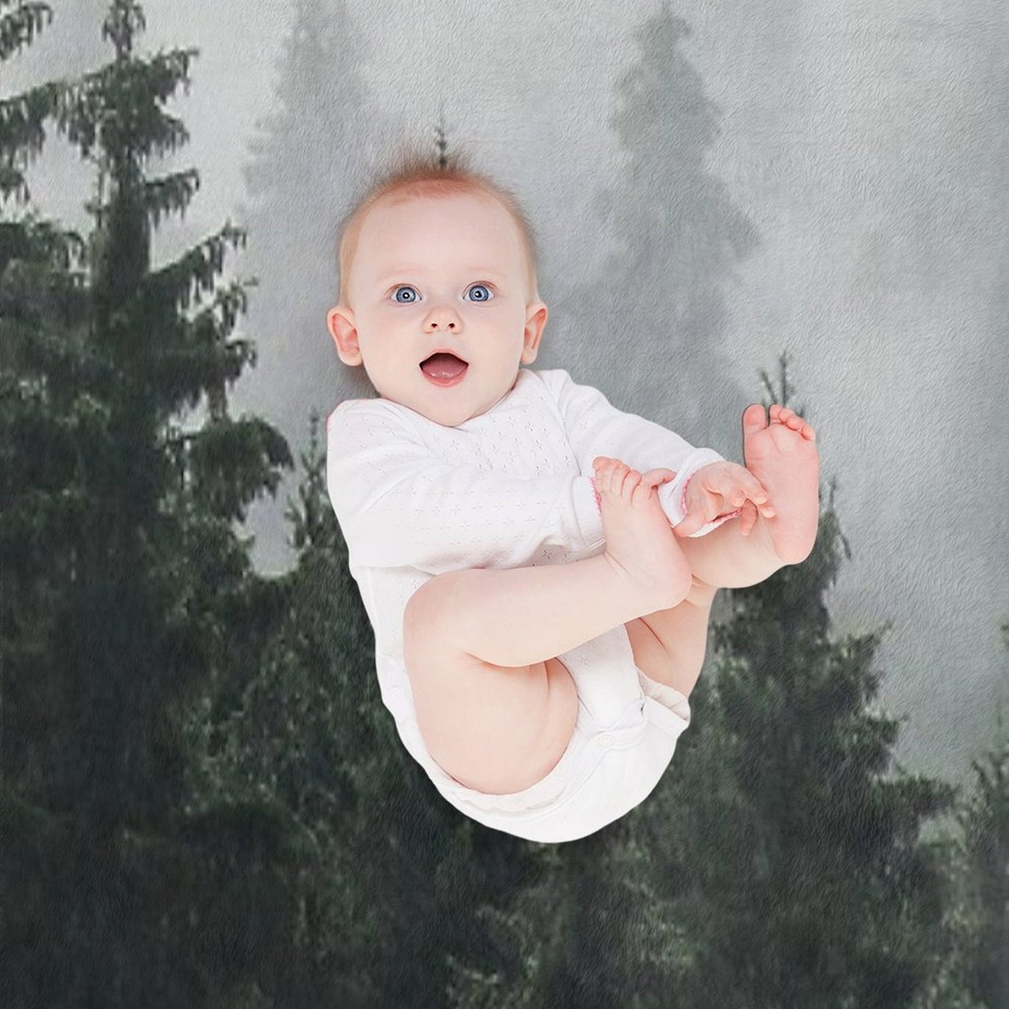 Waiting For Misty Foggy Fairytale Forest With Cascadia Trees Covered In Magic Fog Shrink-resistant Throw Blanket