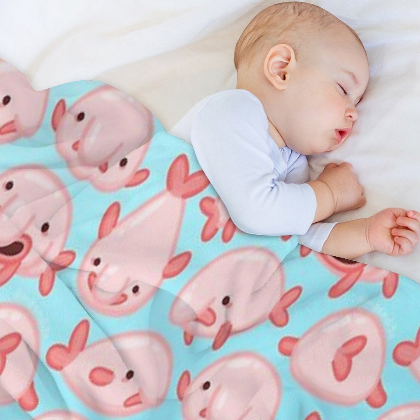 Blobfish Pattern Lightweight Throw Blanket