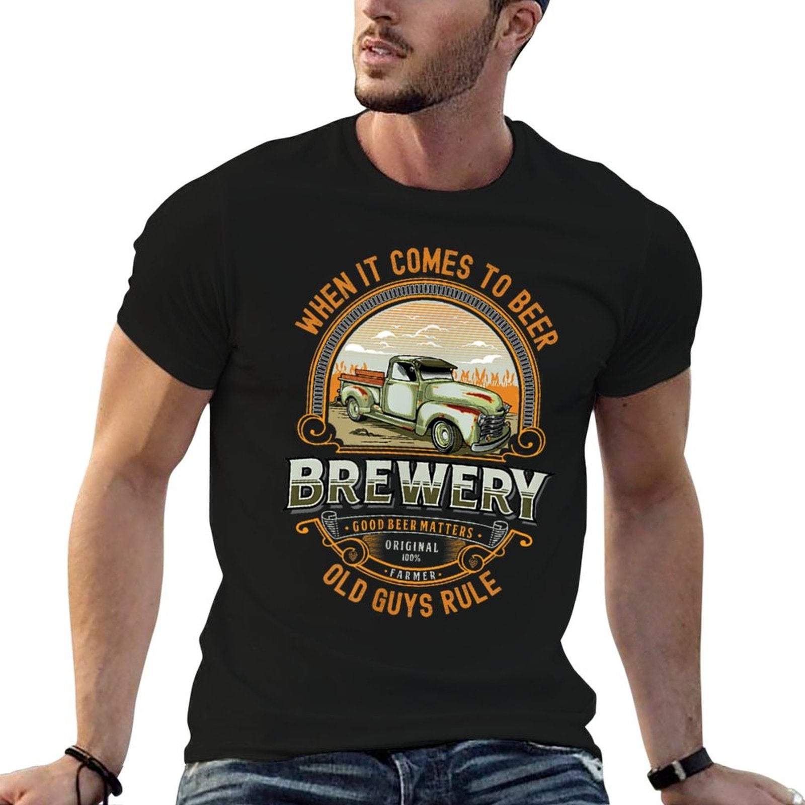 Mens Old Rule Funny Beer Guys Birthday Gift Old Man Rules  Summer-ready Fabric T-Shirt