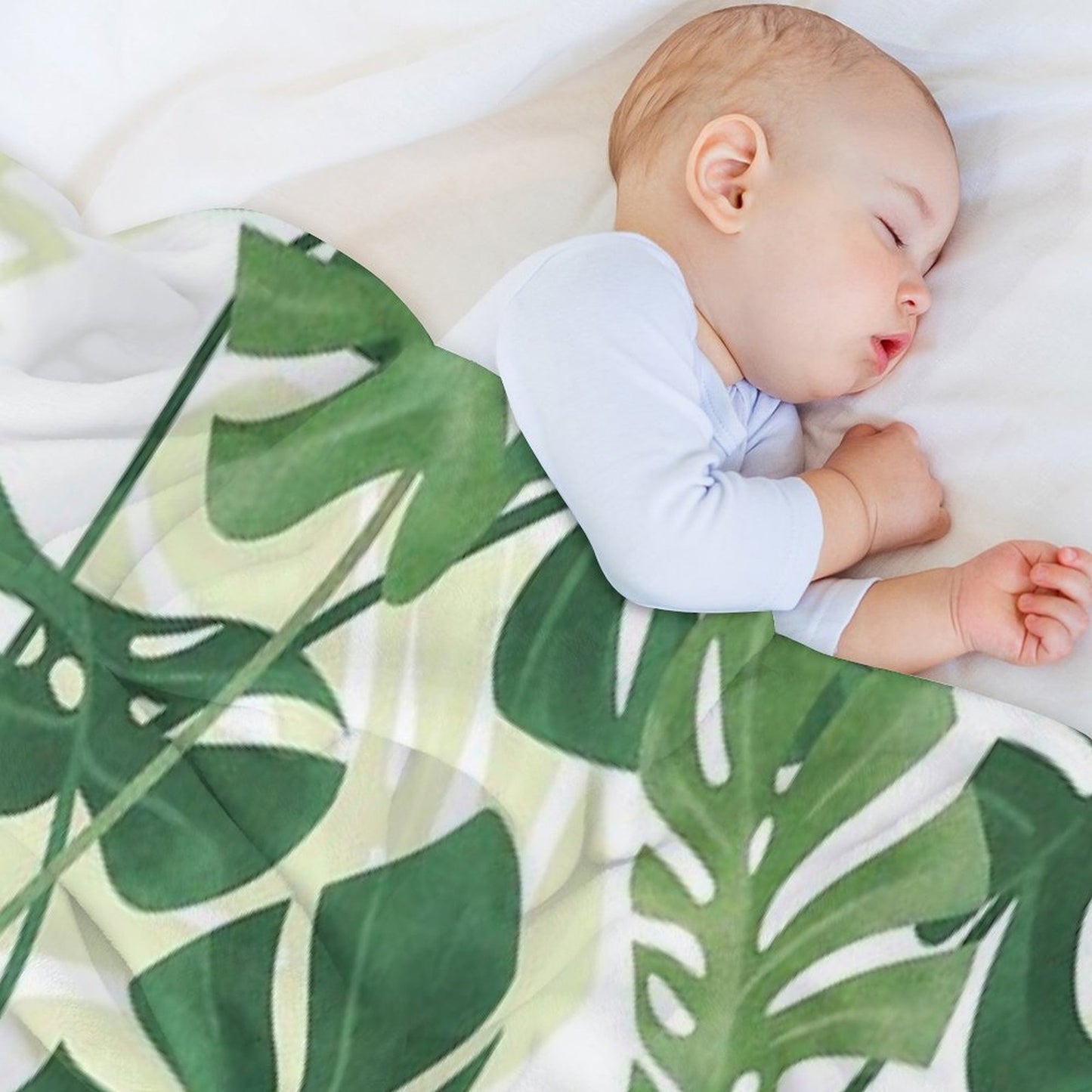 Vintage Monstera Leaves Eco-conscious Throw Blanket