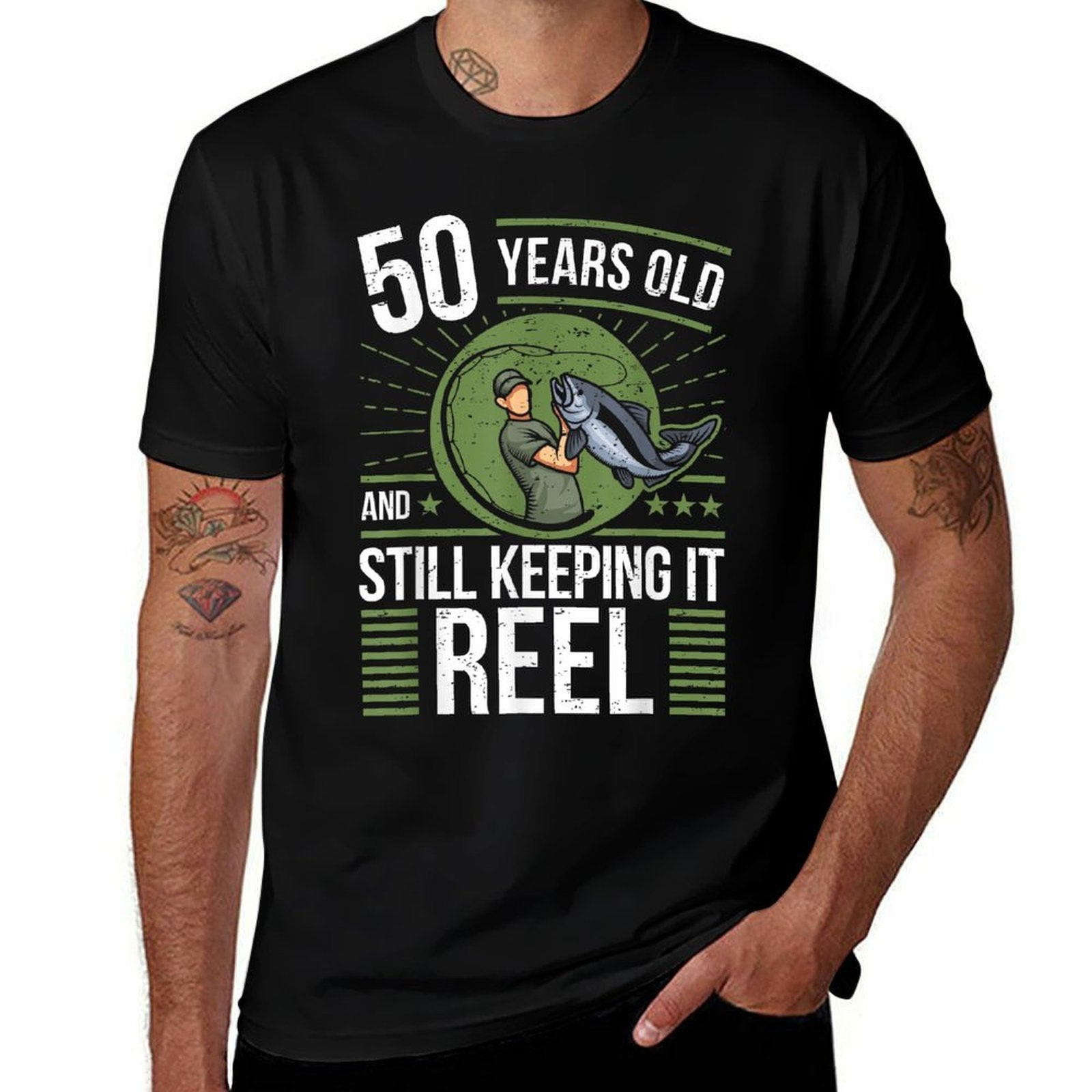 Angler 50 Years Old - Keeping It Reel 50th Birthday Fishing  Graphic-printed T-Shirt