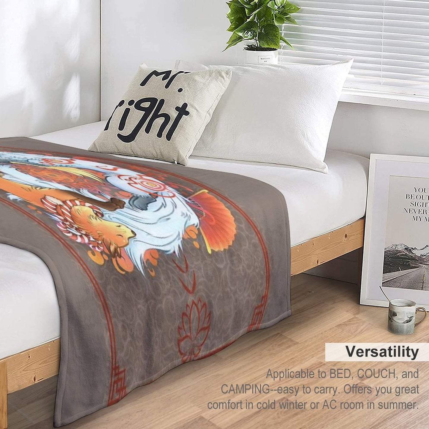 Kitsune Inari Fox Yin Yang All-season Throw Blanket