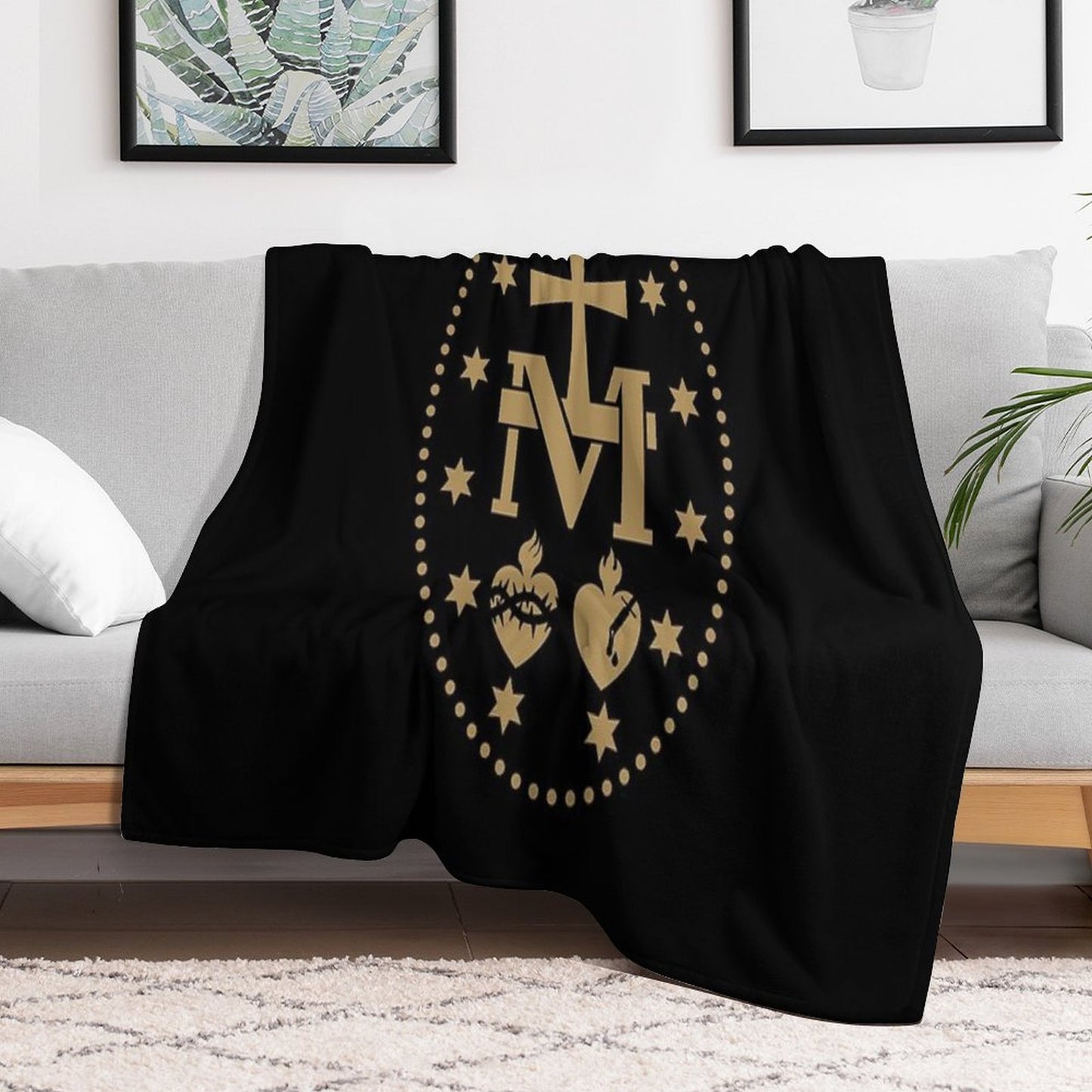 Miraculous Medal Virgin Mary Plush Throw Blanket