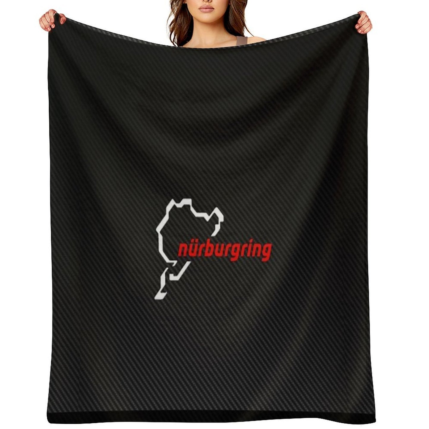 Nürburgring Carbon Fiber White Red Gift-ready Throw Blanket