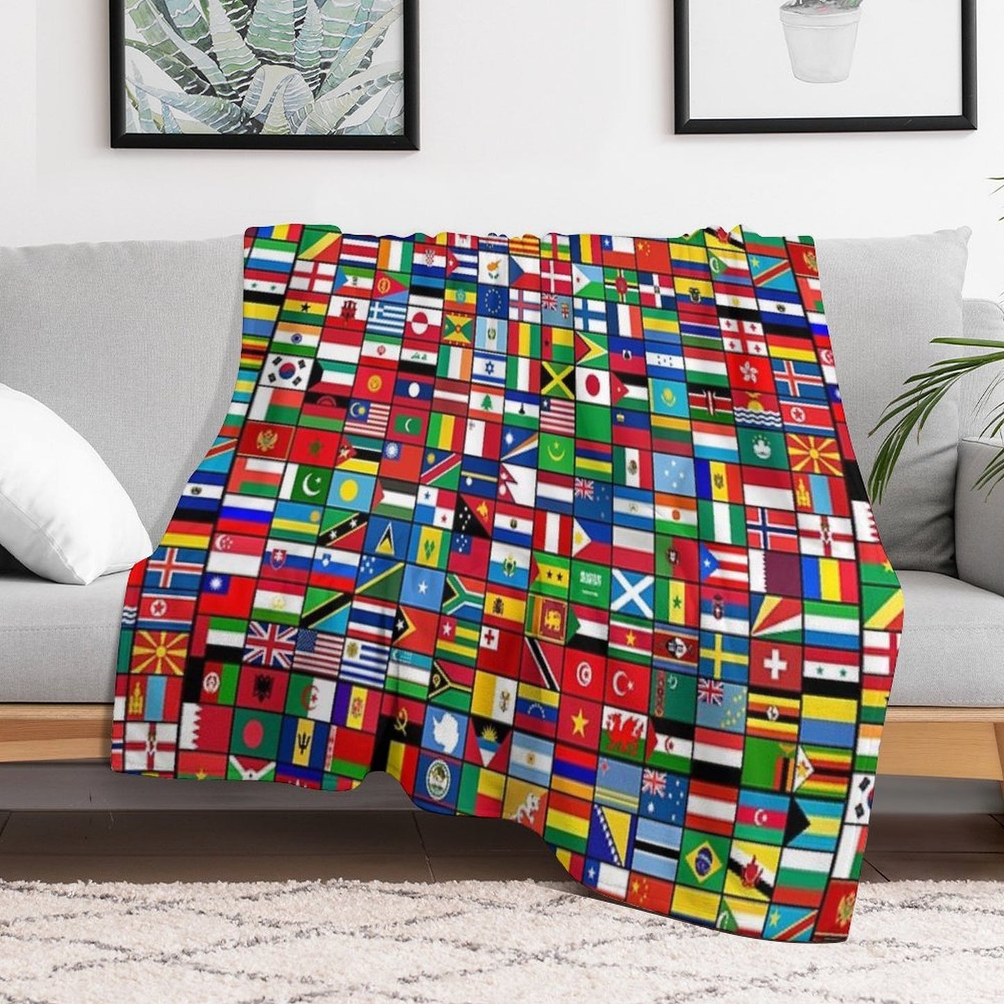 The World's Flags Anti-pilling Throw Blanket