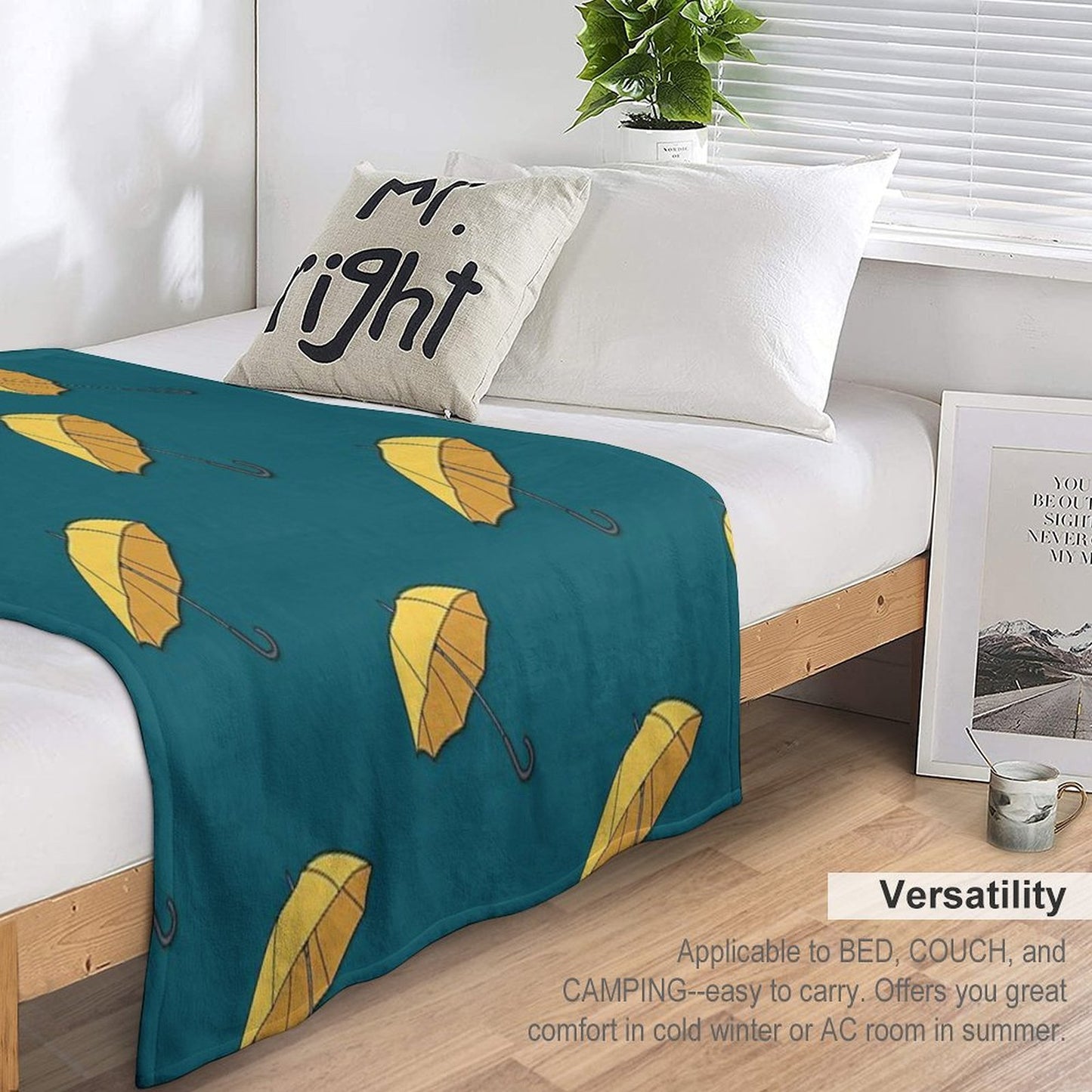 Yellow Umbrella Comfort Throw Blanket