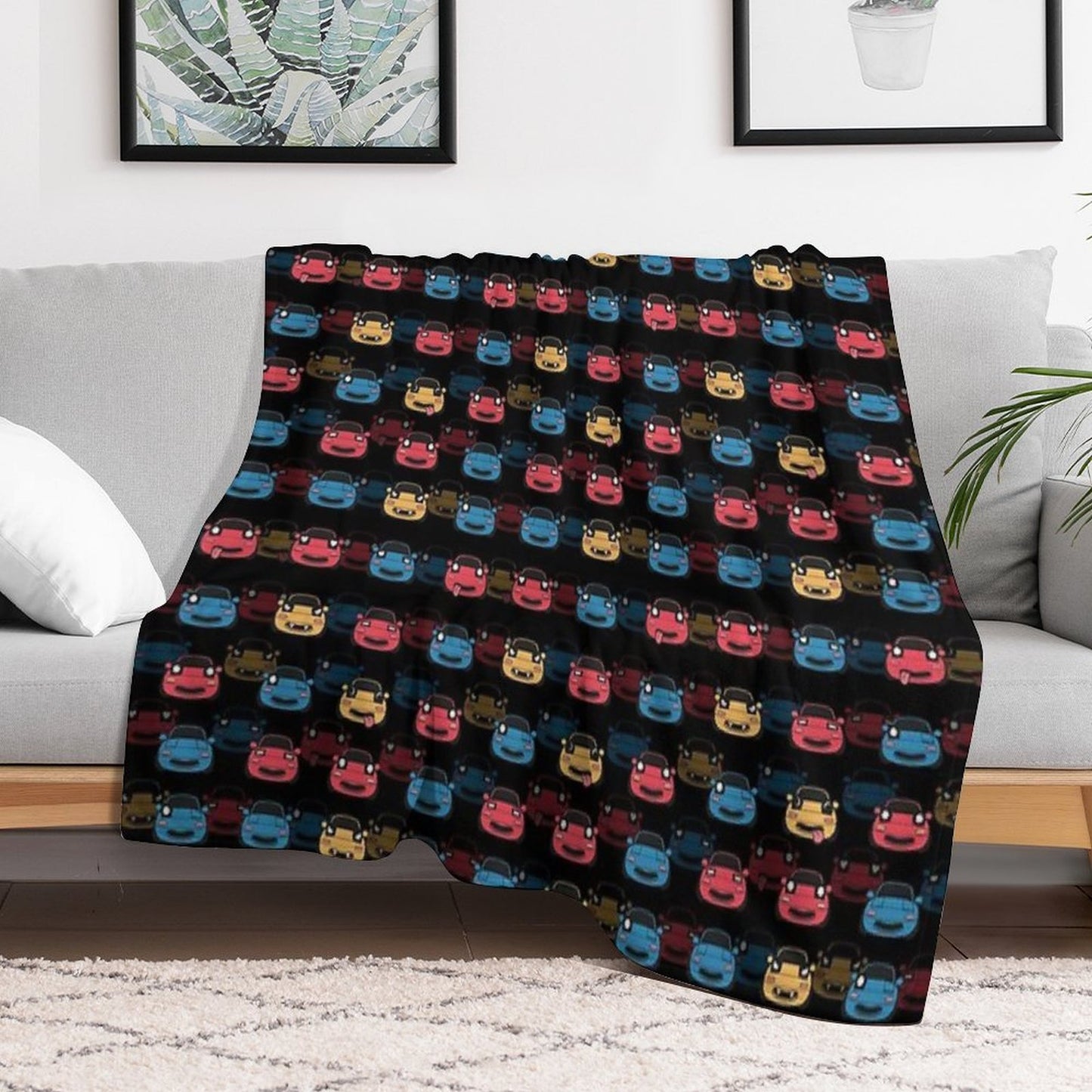 MIATA PATTERN BLACK Easy Care Throw Blanket